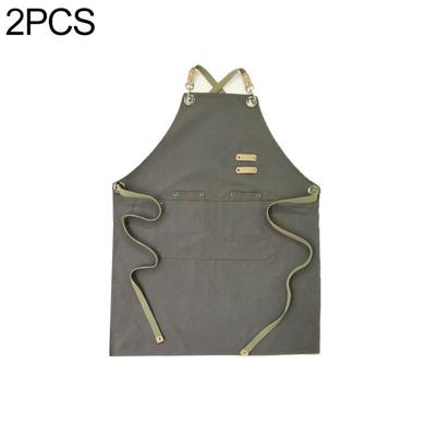 2 PC'S Barista Kapper schort bloemist Restaurant Bar werkkleren one size (grijs)