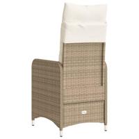 Tuinstoel verstelbaar met kussens poly rattan beige - thumbnail