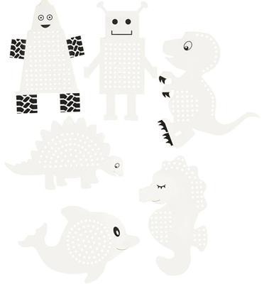 Creativ Company Borduurfiguren dieren en robots, 18dlg. - thumbnail