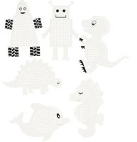 Creativ Company Borduurfiguren dieren en robots, 18dlg. - thumbnail