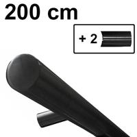 Trapleuning blind zwart rond 45 mm 200 cm - thumbnail