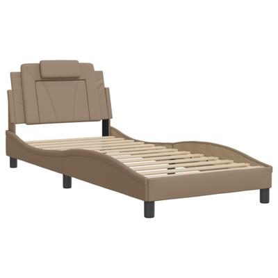 Bedframe met hoofdbord kunstleer cappuccinokleurig 90x200 cm