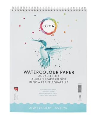 Aquarelblok qrea 24x32 20vel 200gr spiraal Aquarelblok qrea 24x32 20vel 200gr spiraal