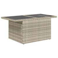 7-delige Loungeset met kussens poly rattan lichtgrijs - thumbnail