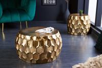Ronde salontafel ORGANIC ORIENT 70cm goud metaal gehamerd handgemaakt honingraatontwerp - 42225 - thumbnail