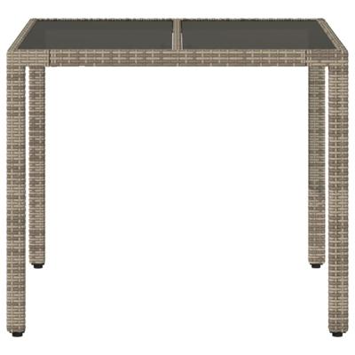 Tuintafel met glazen blad 90x90x75 cm poly rattan grijs - thumbnail