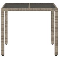 Tuintafel met glazen blad 90x90x75 cm poly rattan grijs - thumbnail