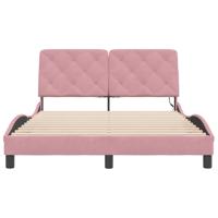 Bedframe met LED-verlichting fluweel roze 120x200 cm - thumbnail