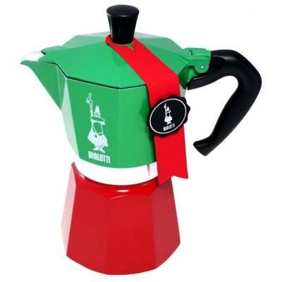 Italiaanse koffiezetter - BIALETTI - Moka Express Italia - Geschikt voor alle kookplaten behalve inductie - 6 kopjes - 300 ml - Groen / Rood