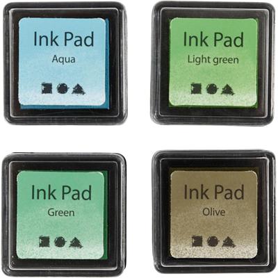 Creativ Company Stempelinkt groen tinten/olijf/aqua, 4st.