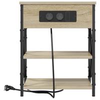 Nachtkastje met Oplaadstation 2 pcs Sonoma eiken Bewerkt hout - thumbnail