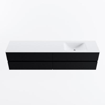 MONDIAZ VICA 200cm badmeubel onderkast Urban 4 lades. Wastafel CLOUD rechts 1 kraangat, kleur Talc.