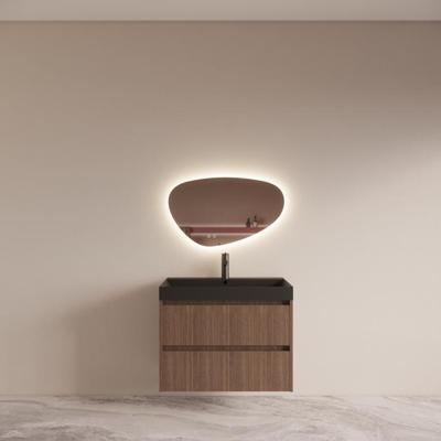 Badmeubelset BWS Riga met Lako Wastafel Zwart 80 cm Donker Eiken Japandi