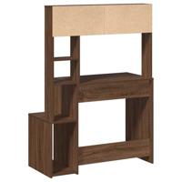 Bureau met schappen 100x45x140 cm bewerkt hout bruineikenkleur - thumbnail