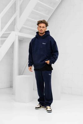 Equalité Fluffy Knit Hoodie Trainingspak Heren Donkerblauw - Maat M - Kleur: DonkerblauwWit | Soccerfanshop