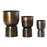 Plantenbakkenset Home ESPRIT Grijs Koper Gouden Metaal 40 x 40 x 62 cm - thumbnail