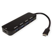 VALUE USB 3.2 Gen 1 hub, 4-poorts, type C aansluitkabel, met 1 PD poort - thumbnail