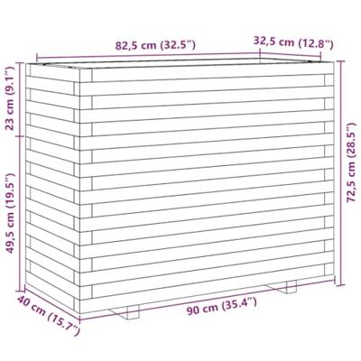 Plantenbak 90x40x72,5 cm massief grenenhout