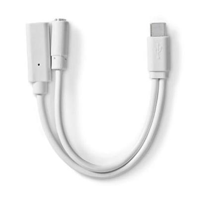 Nedis USB-C Adapter | USB 2.0 | USB-C Male | USB-C Female / 3,5 mm Female | 0.10 m | Rond | Vernikkeld | PVC | Wit | Doos - CCGB64922WT01 Nedis USB-C Adapter | USB 2.0 | USB-C Male | USB-C Female / 3,5 mm Female | 0.10 m | Rond | Vernikkeld | PVC | Wit | Doos - CCGB64922WT01