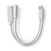 Nedis USB-C Adapter | USB 2.0 | USB-C Male | USB-C Female / 3,5 mm Female | 0.10 m | Rond | Vernikkeld | PVC | Wit | Doos - CCGB64922WT01 - thumbnail