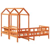 Kinderbedset met huisje massief grenenhout wasbruin 80x200 cm - thumbnail