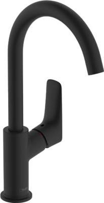 Hansgrohe Logis ééngreeps wastafelmengkraan 210 draaibare uitloop met PopUp trekwaste, mat zwart