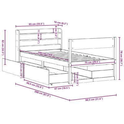 Bedframe zonder matras massief grenenhout wit 200x200 cm