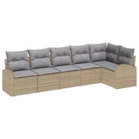 Tuinbankenset met kussen 6 pcs Beige en Licht Grijs poly rattan - thumbnail