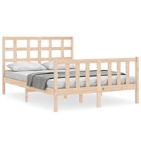 Bedframe met hoofdbord massief hout - thumbnail