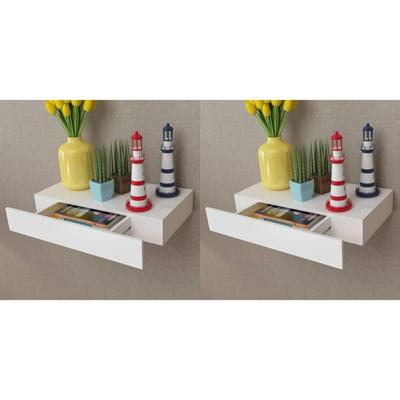 Wandplanken zwevend met lades 2 st 48 cm wit