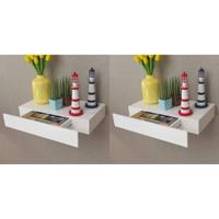 Wandplanken zwevend met lades 2 st 48 cm wit - thumbnail