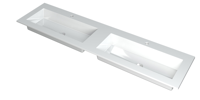 INK Kraft Wastafel Dubbele Bak met 2 Kraangaten - 1800x450x10 mm - Glans Wit - thumbnail