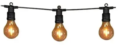 10 Partylights met filament 6cm led classic 10m/3m aanloopsnoer zwart - Annas collection