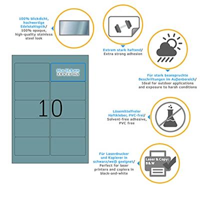 Etiket HERMA 4223 96x50.8mm folie zilver 250stuks Etiket HERMA 4223 96x50.8mm folie zilver 250stuks