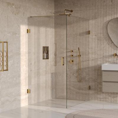 Brauer Void - Douchecabine met Draaideur - Helder Glas - 90x140x200 cm - incl. Glascoating - PVD Goud Geborsteld