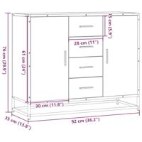 Dressoir 92x35x76 cm bewerkt hout zwart - thumbnail