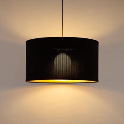 Scandinavische stijl Hanglamp - Corduroy Lampenkap - Cilinder - Black - ø40 x 126 cm - E27 Fitting - Geschikt voor Woonkamers en slaapkamers - Inclusief 1 meter kabel