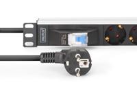 Digitus DN-95439 19 inch 19inch-patchkast Geaarde contactdoos Incl. 2 metalen houders, Overstroombeveiliging Zilver, Zwart - thumbnail