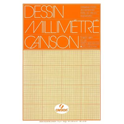 Millimeterpapier canson bruingeel bedrukt a3 wit | 10 stuks