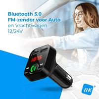 NK Bluetooth FM-zender voor auto en vrachtwagen (12/24 V), handsfree, Bluetooth V5.0 + EDR, FM-radio-adapter, dubbele USB-aansluiting, snel opladen van 2,1 A en USB-stick - thumbnail