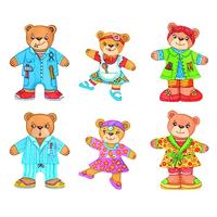 Goki houten aankleedpuzzel beren in houten box, 36st. - thumbnail