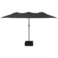 Parasol dubbel dak met LED 449x245 cm zwart - thumbnail
