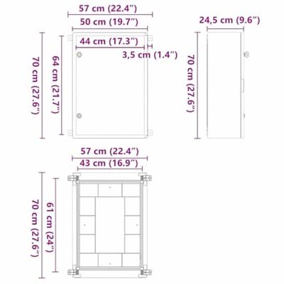 VidaXL Bedieningskast grijs 47 x 20 x 60 cm abs kunststof