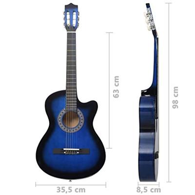 12-delige Gitaarset met 6 snaren western klassiek 38" blauw - thumbnail