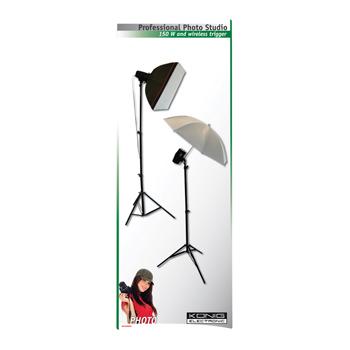 Complete fotostudio met softboxen, paraplu, statieven en lampen