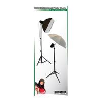Complete fotostudio met softboxen, paraplu, statieven en lampen - thumbnail