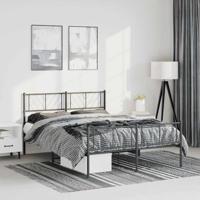 Bedframe met hoofd- en voeteneinde metaal zwart 150x200 cm - thumbnail