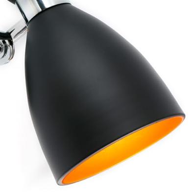 Wandlamp zwart/chroom retro design zwart met chroom accent fitting E14 20049 Spaans Design Faro