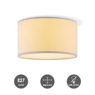 Corduroy Plafondlamp - Cilinder - Wit - Scandinavische stijl - ø30 x 17 cm - E27 Fitting - Geschikt voor Woonkamers en slaapkamers