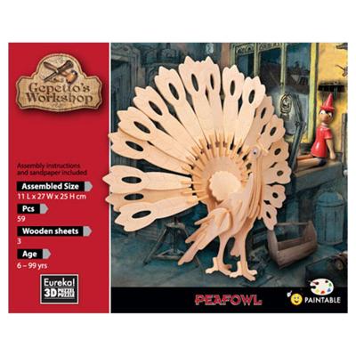 Eureka Gepetto&apos;s workshop houten bouwpakket 3d - pauw